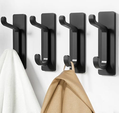 pickpiff 13LB Strong Stick-On Hooks for Coats and Towels, Black 12 Pack