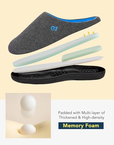 VeraCosy Men's Two-Tone House Slippers Memory Foam Indoor Rubber Sole | Memory Foam,Slip on,Two-Tone,Supportive,Comfy,Non-slip sole,Indoor and Outdoor