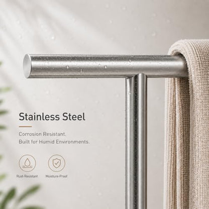 Bath Hand Towel Holder Standing, 13 Inch T-Shape Towel Bar Rack Stand, SUS304 Stainless Steel Brushed Finish,Tower Bar for Bathroom Kitchen Vanity Countertop