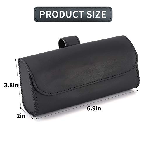 Accmor Glasses Holder for Car Sun Visor, 2 Pack Vehicle Sunglasses Holders Case with Hidden Magnetic Closure, Universal Fit Leather Auto Eyeglasses Organizer Box Eyeglass Hanger Clip Car Accessories