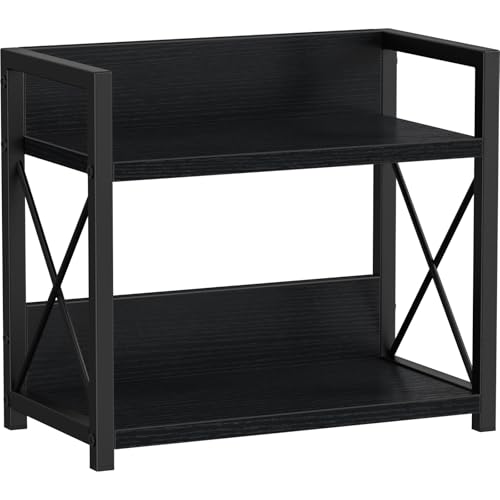 Giikin Kitchen Counter Shelf, 2 Tier Kitchen Spice Rack Organizer for Countertop, Wood Coffee Bar Organizer for Home (Black, S)