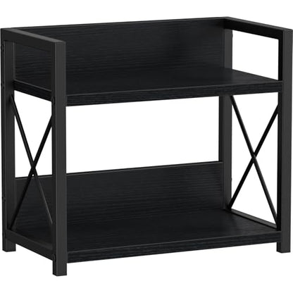 Giikin Kitchen Counter Shelf, 2 Tier Kitchen Spice Rack Organizer for Countertop, Wood Coffee Bar Organizer for Home (Black, S)