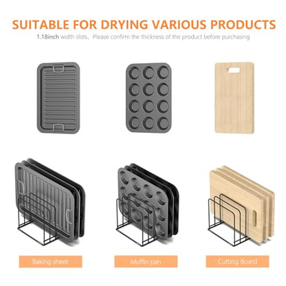 Kitchen Cabinet Organizer, Steel Cookware Holder, Divided Holder with 5 Slots for Skillets Baking Tray and Chopping Board Rack - Baking Pan Holder Storage (1 PC)