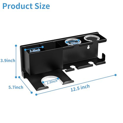 Hair Dryer Holder Wall Mounted, Adhesive and Screw Mounting, Black | Metal Hair Tools Organizer, Blow Dryer Holder for Dyson Dryer, Curling Iron, Straightener, Bathroom Hair Accessories