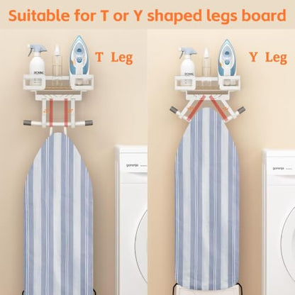 Ironing Board Hanger Wall Mount, Iron Board Wall Holder, Sewing, Laundry Room Organization, T&V Shaped Space Saving Iron Holder for Laundry Room Decor and Accessories, Organization and Storage, White