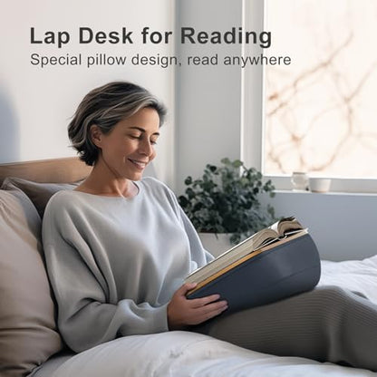 Lap Beanbag Book Stand for Hands Free Reading Comf... (Muted Gray | Wood)