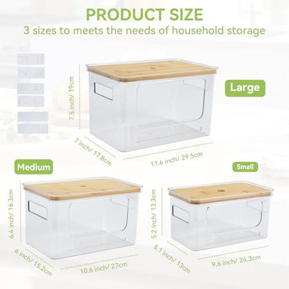 3 Pack Trash Bag Holder Dispenser with Lid Plastic... (3 Count | Clear + Yellow | Bamboo, Plastic)