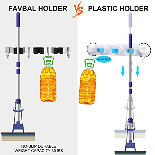 Broom Hanger Wall Mounted, 2PCS Mop and Broom Hold...