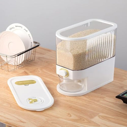 Sooyee Clear Rice Dispenser 11Lb with Measuring Cup