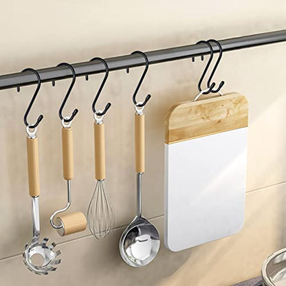 HiGift 24 Pack S Hooks for Hanging, 4-1/2 inch Large Black Vinyl Coated Metal S Shaped Hooks Heavy Duty, Non Slip Rust-Free Closet Hooks for Hanging Clothes Plant Jeans Bag Pan Pots Cups Towels