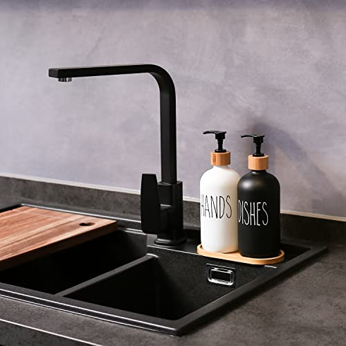 Soap Dispenser Set, Black & White | Contains Hand and Dish Soap Dispenser, Suitable for Kitchen Decor