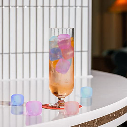 Reusable Ice Cubes for Drinks, Color-Changing Square, 80 Pack | BPA-Free Plastic Cubes, No Diluting, Refreezable, Fake Ice Look, Chilled Beverages, Coffee Bars, House Party Drinks