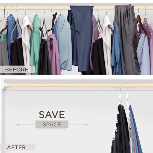 Pants Hangers Space Saving - European Beechwood Scarf and Jean Hangers - Closet Organizer and Space Saver Pant Rack, Leggings Hanger, and Scarf Holder with 360° Swivel Hook (1 Pack)