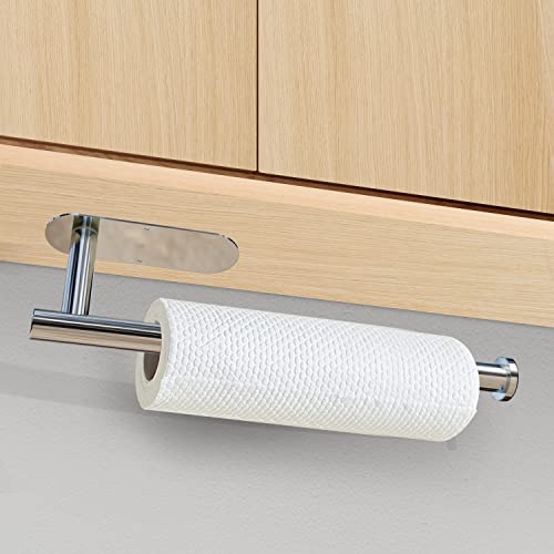 DEKAVA Under Cabinet Wall Mount Paper Towel Holder, Self-Adhesive Bar, Stainless Steel 13 inch (Bright Silver, 1)