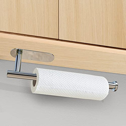 DEKAVA Under Cabinet Wall Mount Paper Towel Holder, Self-Adhesive Bar, Stainless Steel 13 inch (Bright Silver, 1)