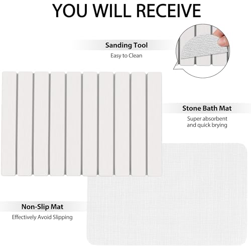 Foldable Stone Bath Mat 60x39cm | Quick-Dry Diatomaceous Earth Bath Rug with PVC Anti-Slip Base | Bathroom, Kitchen, Pet-Friendly Water Absorbent Mat