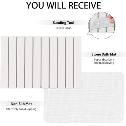 Foldable Stone Bath Mat 60x39cm | Quick-Dry Diatomaceous Earth Bath Rug with PVC Anti-Slip Base | Bathroom, Kitchen, Pet-Friendly Water Absorbent Mat
