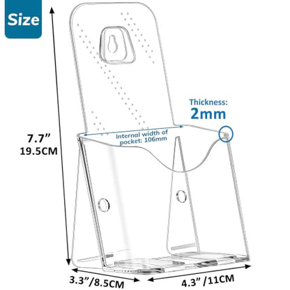 Argvey Acrylic Brochure Holder 4x9 Inch, Clear Pamphlet Holder Display Stand for Trifold 4 Inch Flyers, Booklets, Table Signs, Plastic Rack Card Holder for Office, Home, Store, 6 Pack