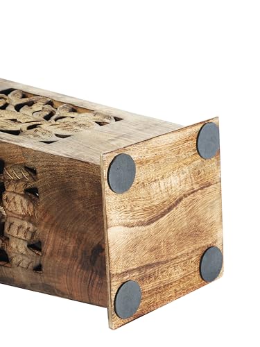 Antique Wooden Umbrella Stand & Walking Cane Holder for Home, Office & Entryway | Hand-Carved Solid Wood Umbrella & Cane Storage Rack | Size 21.5 x 8 x 8 in, Base 7.5 x 7.5 inches (Paisley)