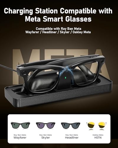 Charging Station Accessories for Ray-Ban Meta & Oakley Meta Smart Glasses | Fast Charger Dock, LED Indicator | Fits Gen 1&2 Wayfarer, Headliner, Skyler | Gen 2 Blayzer/Scriber Optics | HSTN Accessories