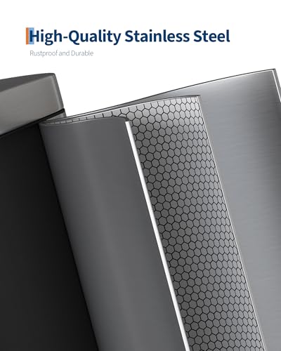 GarveeHome 1.6 Gal Step-On Trash Can, Stainless Steel Small Bathroom Garbage Bin with Soft Close Lid, Slim Space-Saving Design, Removable Inner Bucket for Bathroom, Bedroom, Office, Silver