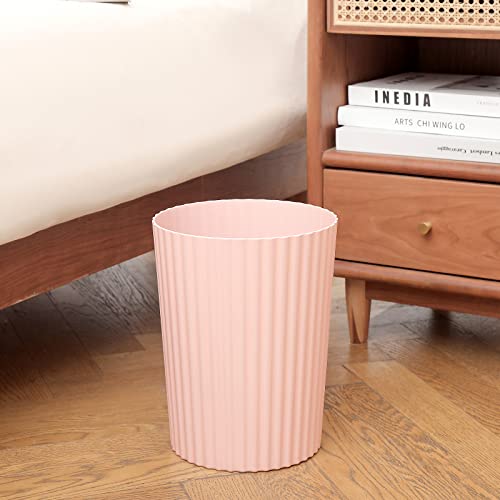 Small Trash Can Plastic Wastebasket Round Garbage Container Bin for Bathroom, Kitchen, Bedroom, Home Office, College Dorm, Pink | Sturdy Stylish Decor Round Garbage Container Bin for Kitchen, Bedroom, Home Office, College Dorm Essentials