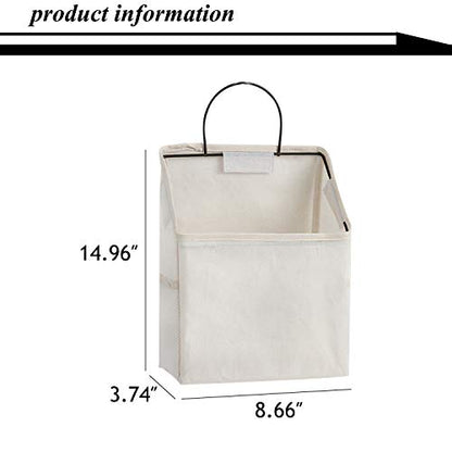 Wall-Hanging Storage Bags, Desktop Organizer Basket Cotton Linen Hanging Storage Basket for Kitchen,Bderoom,Living Room (#2 White)