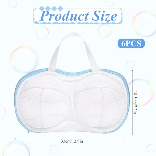 6 Pcs Bra Wash Bags for Laundry, Large Bra Laundry Bags, Underwear Brassiere Bag Set for Washing Machine With Zipper Women Delicates BraWasher Protector for Laundry(A to C Cups)