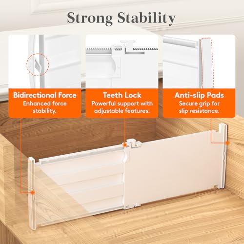 Lifewit 6" Tall 9 Pack Drawer Dividers, 11.5"-18.5" Adjustable Deep Drawer Organizer Clothes, Expandable White Plastic Separators for Dresser, Kitchen, Cabinet, Closet, Office Organization & Storage