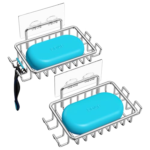 Bar Soap Holder for Shower Wall, Adhesive Soap Dis... (A-silver | Stainless Steel)