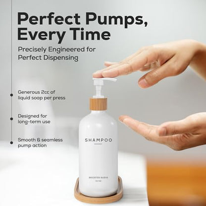 White Shampoo, Conditioner, and Body Wash Dispenser Set (White)