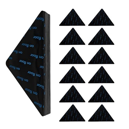 Corner Rug Grippers 12 Pack, Non Slip for Hardwood Tile Laminate, Reusable Adhesive