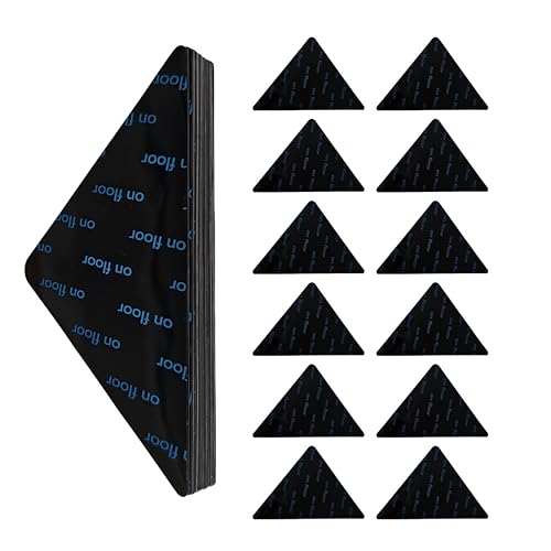 Corner Rug Grippers 12 Pack, Non Slip for Hardwood... (12 Count | Black)
