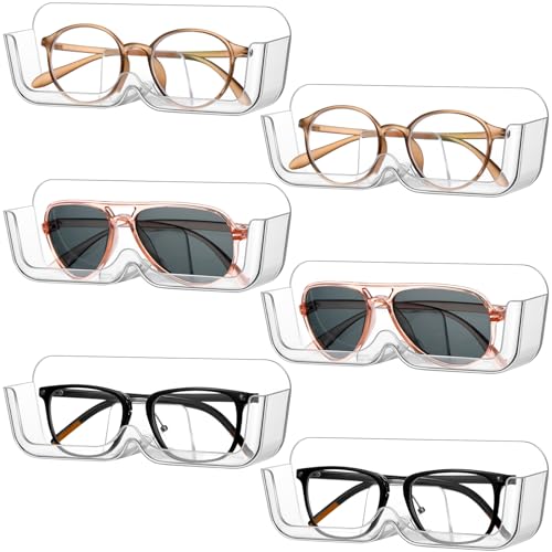 Willinglong 6 Pcs Sunglasses Wall Organizer Plastic Sunglasses Holder Display Stand Eyeglasses Storage(Clear)
