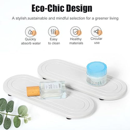 2PCS Water Absorbing Stone Tray, Fast Drying Diatomite Stone Sink Tray, Water Absorbent Diatomite Coasters, Stones Soap Trays for Kitchen Sink, Bathroom Counter Hand Soap Dish & Holders