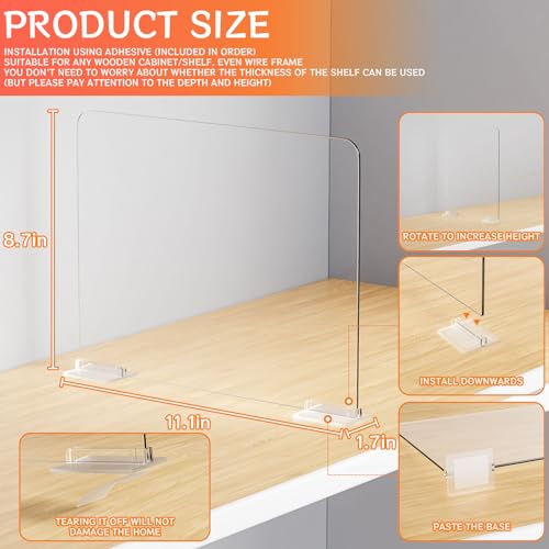 10 Pack Acrylic Shelf Dividers for Closet Organization - Suitable for All Cupboard,Wood Shelves -Clear Closet Dividers for T Shirt,Towel,Bag,Purse Dividers,Handbag Organizer,Sweater Organizer