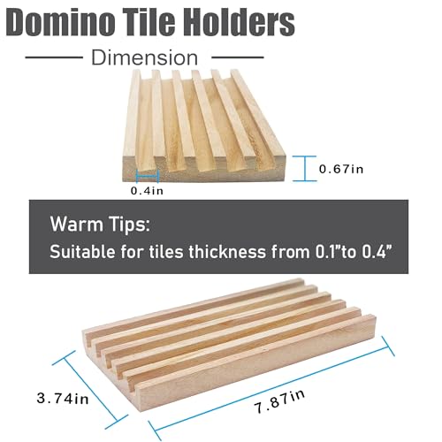 Wooden Domino Trays/Racks Set of 8 Mexican Train Domino Trays/Racks Double 12 Tiles Holders Rack Domino Tiles Holders Domino Wood Holder【 Dominoes not Included】