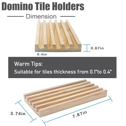 Wooden Domino Trays/Racks Set of 8 Mexican Train Domino Trays/Racks Double 12 Tiles Holders Rack Domino Tiles Holders Domino Wood Holder【 Dominoes not Included】