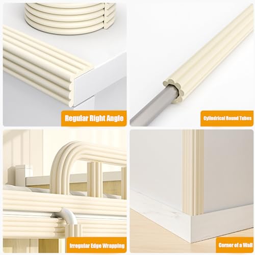 Edge Protector for Baby Proofing, Desk Edge Cushion | Corner Protector Baby, Extra-Wide Soft Rubber Foam Furniture Edge Bumper Guards for Table, 16.4ft White