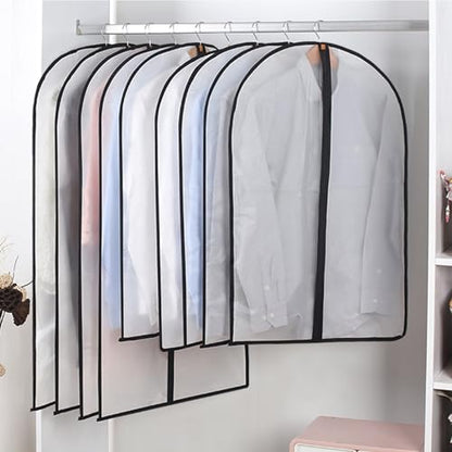Clear 60" Extra-Long Hanging Garment Bags for Dresses & Gowns | Sturdy zippers with stoppers prevent runaway sliders. Breathable & washable PEVA covers prevent dust, wrinkles & floor drag