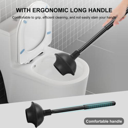 Toilet Brush and Plunger Set, Semi-Hidden Toilet Plungers, Black | Heavy Duty Toilet Bowl Brush and Holder for Bathroom Toilet Plunger and Brush Set for Deeply Cleaning
