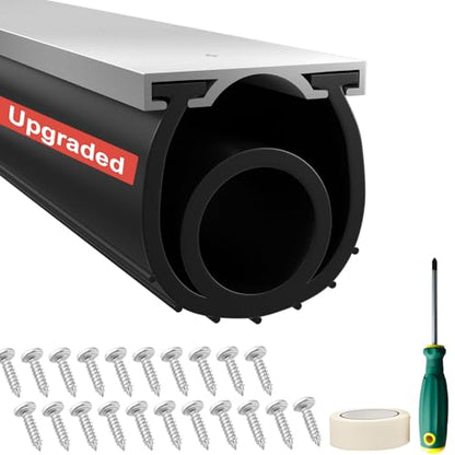 Garage Door Seals Bottom Rubber - Jobon 16.5 Ft Heavy-Duty Garage Door Weather Stripping Bottom Seal with Pre-drilled Aluminum Track Retainer Kit, Easy Installation for Home & Commercial