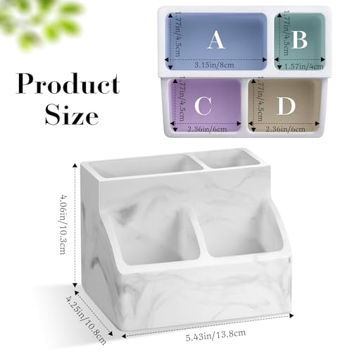 Luxspire Diatomite Toothbrush Holder, 4 Slots, Marble White | Fast Drying, Diatomaceous Earth, Electric Tooth Brush and Toothpaste Organizer, For Bathroom Kitchen Vanity Countertop