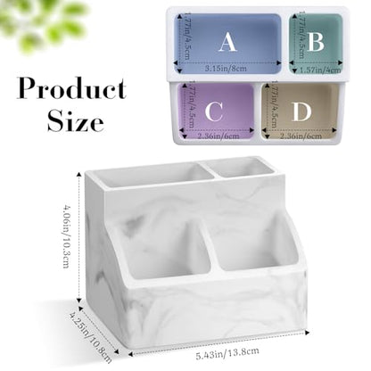 Luxspire Diatomite Toothbrush Holder, 4 Slots, Marble White | Fast Drying, Diatomaceous Earth, Electric Tooth Brush and Toothpaste Organizer, For Bathroom Kitchen Vanity Countertop