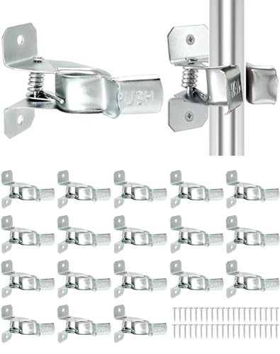 Spring Grip Mop and Broom Holder, 20 Pack Indoor a... (Silver | Metal)