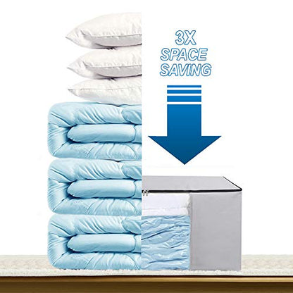 Cube Vacuum Storage Bags, Space Saver Bags, Premium Totes with Cubic Vacuum Compression Seal Bags for Clothing & Bedding. Space Saving Jumbo Organizer for Storing Clothes, Comforters,Blankets,Pillows+