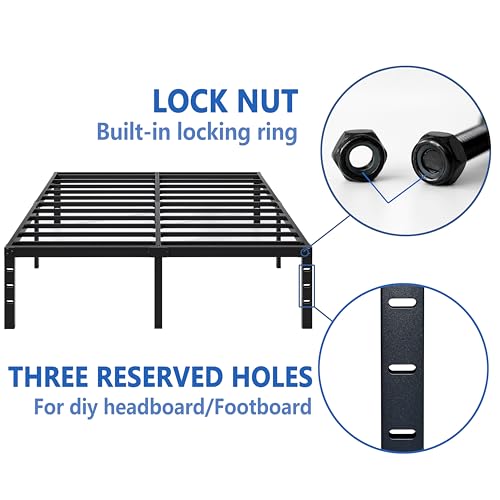 NEW JETO Metal Bed Frame,Twin Size Bed Frame with Storage Space,14 Inch | Heavy Duty Sturdy Mattress Foundation,Easy Assembly,No Box Spring Needed, Black