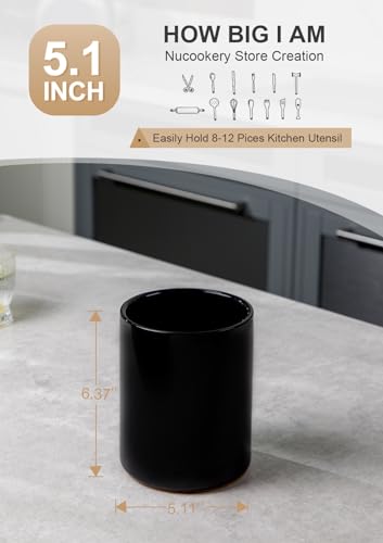 Utensil Holder, 6.4" Ceramic Kitchen Utensil Holde... (Black | Ceramic)