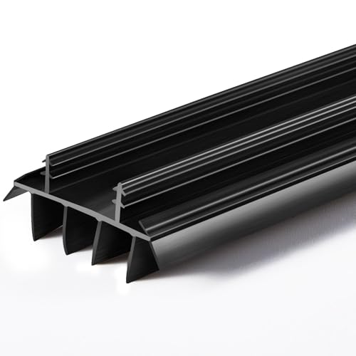 Pushglossy 1 Pcs Replacement Door Bottom with Vinyl Fins 36" Long 1 3/4" Wide Threshold Seal Bottom of Door Weatherstrip Kerf Weather Stripping for 7/8" Between Barbs (Black)