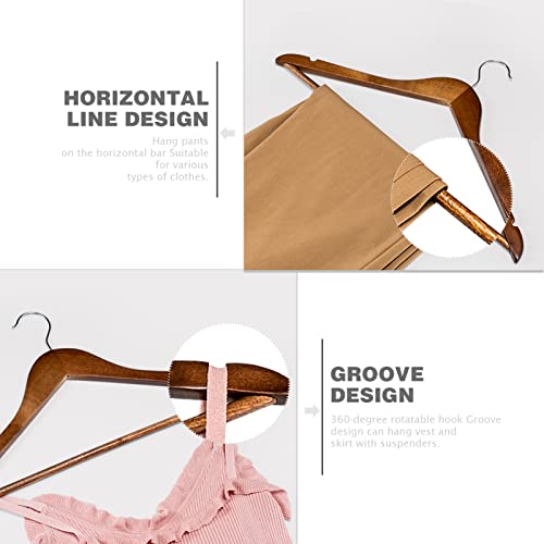 HOUSE DAY Premium Wooden Hangers 30 Pack, 17.5" Smooth Wood Clothes Hangers | with Non-Slip Pants Bar, Shoulder Notches, 360° Swivel Hook for Suits, Coats, Shirts and Dresses, Walnut